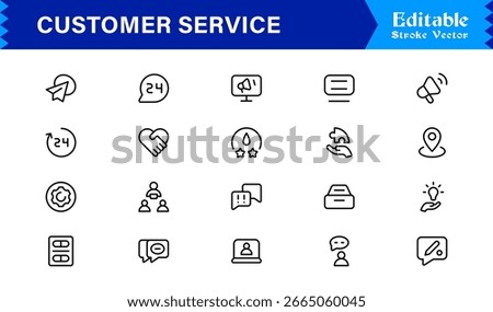 Customer Service Line Icon Set with Professional Minimal Design, Modern Support Symbols, Unique Help Desk and Communication Vector Icons, Clean and Elegant Collection