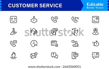 Customer Service Line Icon Set with Professional Minimal Design, Modern Support Symbols, Unique Help Desk and Communication Vector Icons, Clean and Elegant Collection
