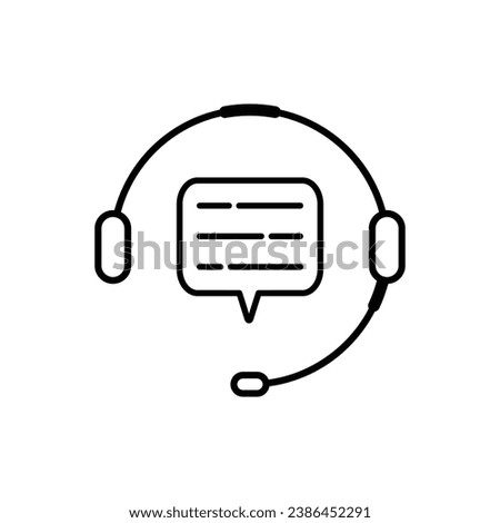 Customer service line icon. Speech bubble and headset linear style sign for mobile concept and web design. Support service outline vector icon. Symbol, logo illustration. Vector graphics