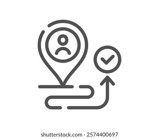Customer service line icon. User journey sign. Business solution symbol. Quality design element. Linear style customer icon. Editable stroke. Vector