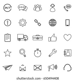 Customer service line icons on white background, stock vector