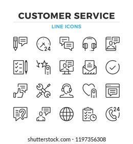 Customer service line icons set. Modern outline elements, graphic design concepts, simple symbols collection. Vector line icons