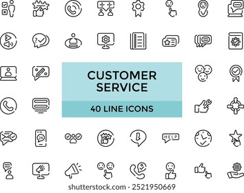 Customer service line icons set. Suport, Big UI and web icon collection in a flat design. Thin outline icons pack. Vector illustration