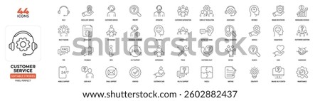 Customer Service Line Icons - Support, Satisfaction, and Assistance. Editable Stroke.