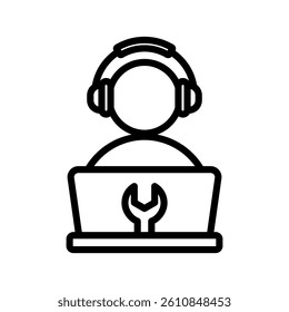 Customer Service Line Vector Illustration On White Background.