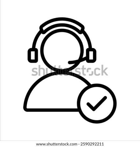 Customer Service Line Vector Illustration On White Background.
