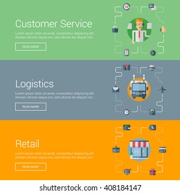 Customer Service. Logistics. Retail. Flat Design Vector Illustration Concepts for Web Banners and Promotional Materials
