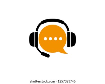 Customer Service Logo With The Headphone Chat Icon