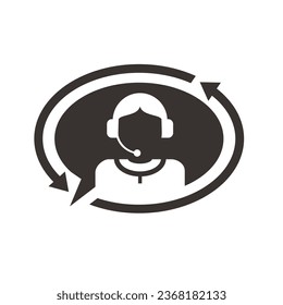 customer service logo icon, simple flat design