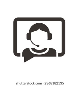 icono del logotipo de servicio al cliente, diseño plano sencillo