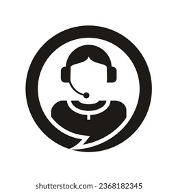 customer service logo icon, simple flat design