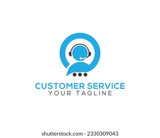 Customer service logo Man with headphones and microphone. design for Technical support, call center, customer support, assistant chat, service and others.