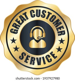 Customer Service Logo, Customer Services Badge, Trust Badge Vector, Golden Trust Badge