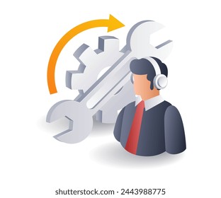 Customer service maintenance flat isometric 3d illustration