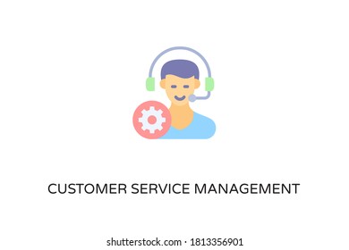  Icono plano de Administración de servicio al cliente en vector. Logotipo