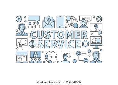 Customer service modern vector horizontal banner or illustration on white background