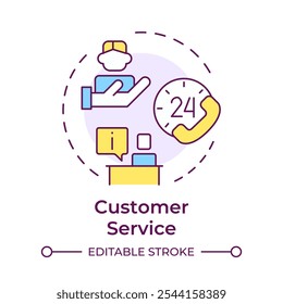 Customer service multi color concept icon. Choosing factoring company. Around the clock service. Round shape line illustration. Abstract idea. Graphic design. Easy to use in article