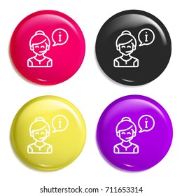 Customer service multi color glossy badge icon set. Realistic shiny badge icon or logo mockup