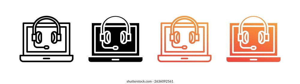 Servicio al cliente Multi Style Icon Set Vector