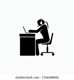 Customer Service Officer. Hotline, Contact Person. Company Help Desk Symbol - Vector.