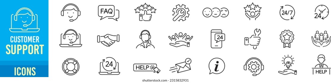 Customer Service, Online Help, Support icons vector