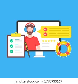 Customer service. Online support, customer care, call center, client support, helpdesk concepts. Modern flat design graphic elements. Vector illustration