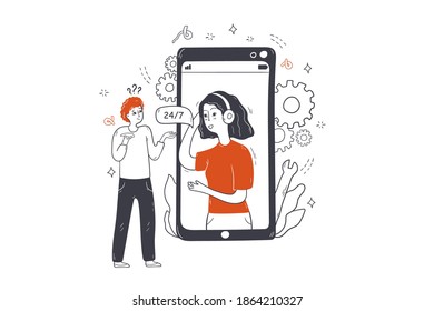 Customer service, online support, communication concept