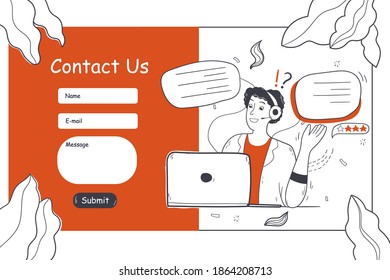 Customer service, online support, website template concept
