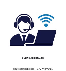 Customer service operator with headset and laptop concept tech support icon vector illustration isolated on white background