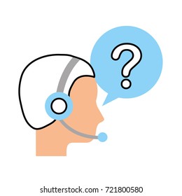 customer service operator with headset and speech bubble