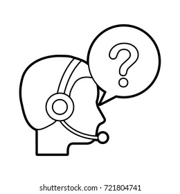 customer service operator with headset and speech bubble