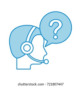 customer service operator with headset and speech bubble