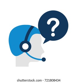 customer service operator with headset and speech bubble