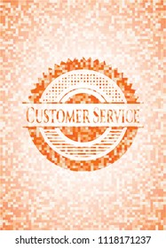 Customer Service orange mosaic emblem with background