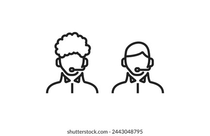 Customer service outline icon vector collection 