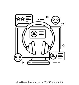 Icono de contorno de Servicio al cliente, Ilustración vectorial