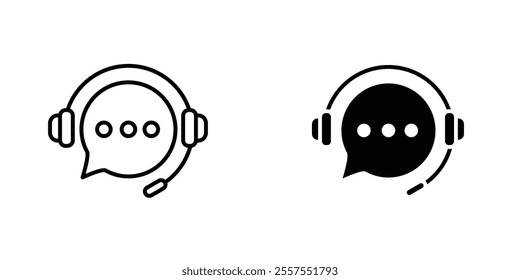 Customer service outlined and solid icon vector collection.