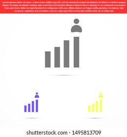 Customer service priority icon. Customer sign with star image. Customer icon and best, favorite, rating symbol.Vector Following Account Icon. Ideal Man. Man and three stars outline icon.