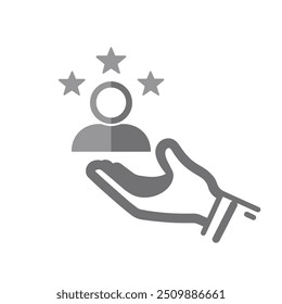 Customer service priority icon. Customer sign with star image. Customer icon and best, favorite, rating symbol. Icon, service, priority, customer, client, person, support, care, consumer, important