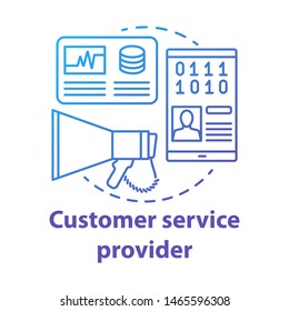 Customer service provider concept icon. Billing idea thin line illustration. Technical support, hotline and communication. Vector isolated outline drawing. Clients assistance. Editable stroke