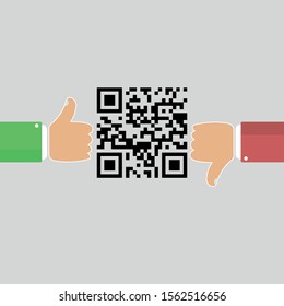 Customer service rating flat vector design illustration. Frequently asked questions, assessment, review, customer feedback, customer survey form by QR code. Rating reviews and site review concepts.