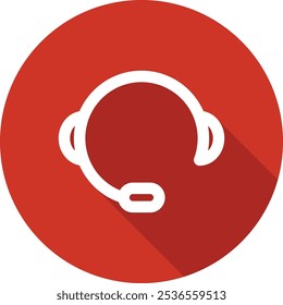 Icono rojo del círculo del Servicio al cliente con la sombra roja aislada en el fondo blanco