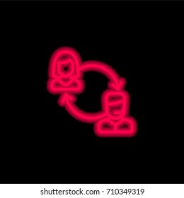 Customer service red glowing neon ui ux icon. Glowing sign logo vector