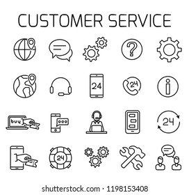 Customer service related vector icon set. Well-crafted sign in thin line style with editable stroke. Vector symbols isolated on a white background. Simple pictograms.