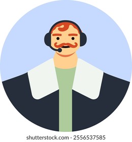 Customer service representative assisting clients, providing support and answering questions with a headset and microphone, delivering excellent customer service