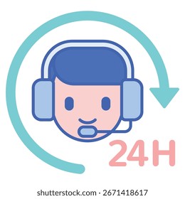 Representante de Servicio al cliente con auriculares y disponible las 24 horas