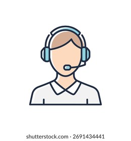 Representante de atendimento ao cliente com vetor de ícone de headset