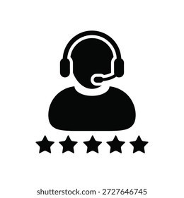representante de atendimento ao cliente com estrelas de alta classificação