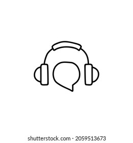 Customer service representative icon in flat black line style, isolated on white 