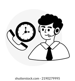 Icono de representante de servicio al cliente en el diseño de línea de glifo